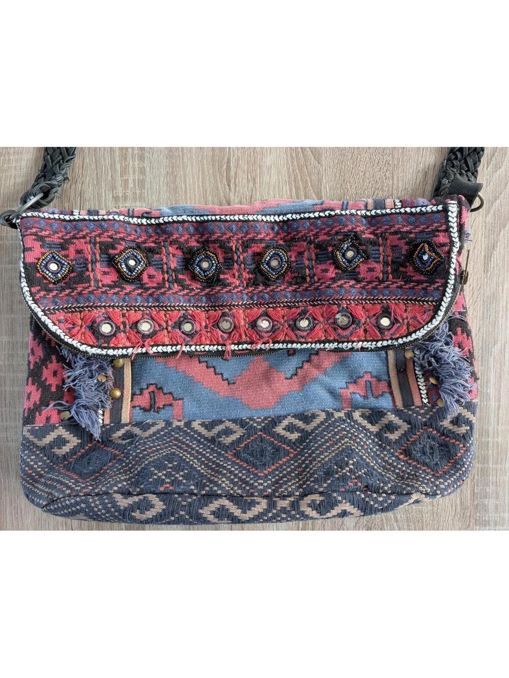 Free People Red and Blue Embroidered Boho Crossbody Bag - Picture 4 of 8